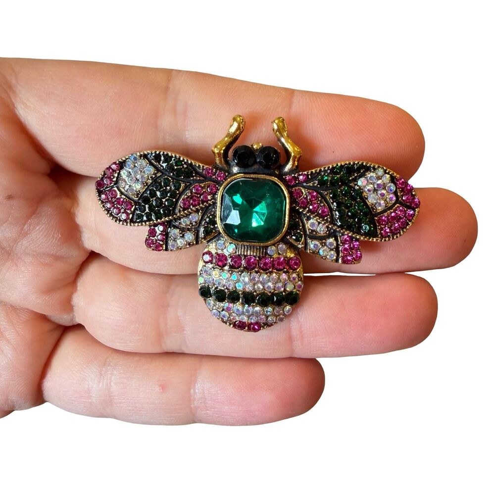 Vintage Jewelry Colorful Bee Brooch Bug Pin